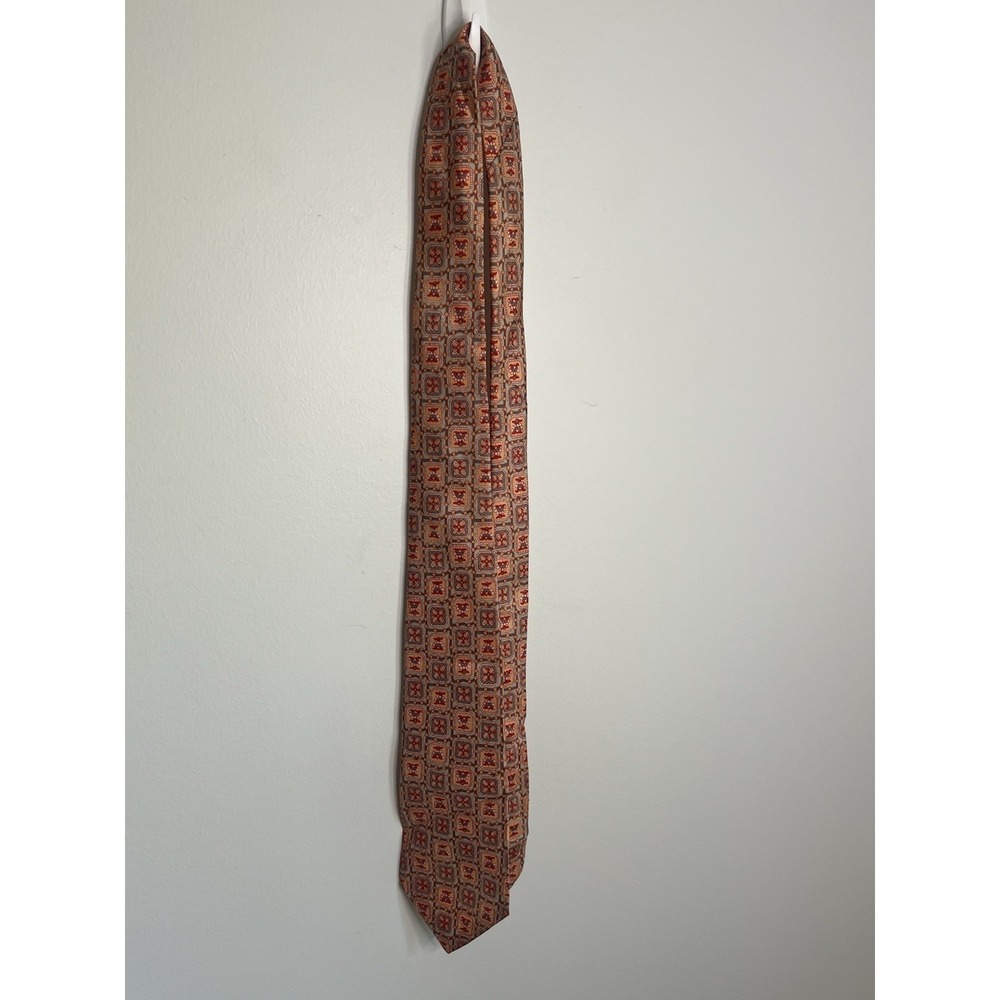 VTG Corsair Orange Red Yellow Tie‎ 100% Acetate RN 27390 Suit Jacket Formal